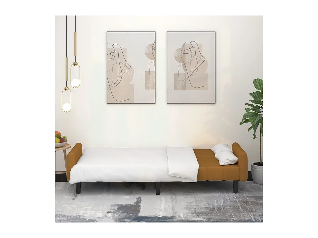 Canapé-lit à 2 places marron velours