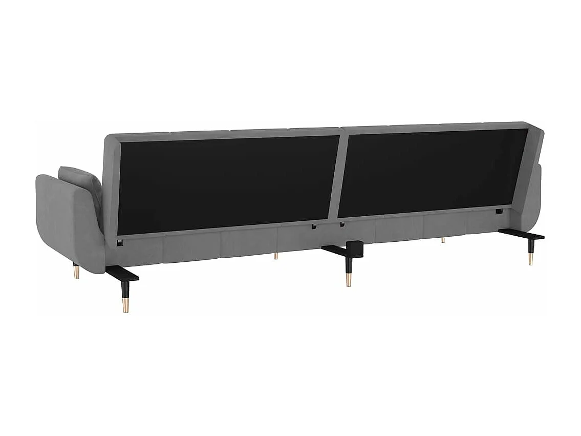 Sofá cama de 2 plazas con dos almohadas terciopelo gris claro