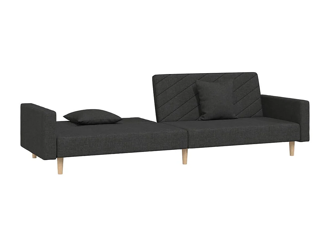 Sofá cama de 2 plazas con dos almohadas tela negro