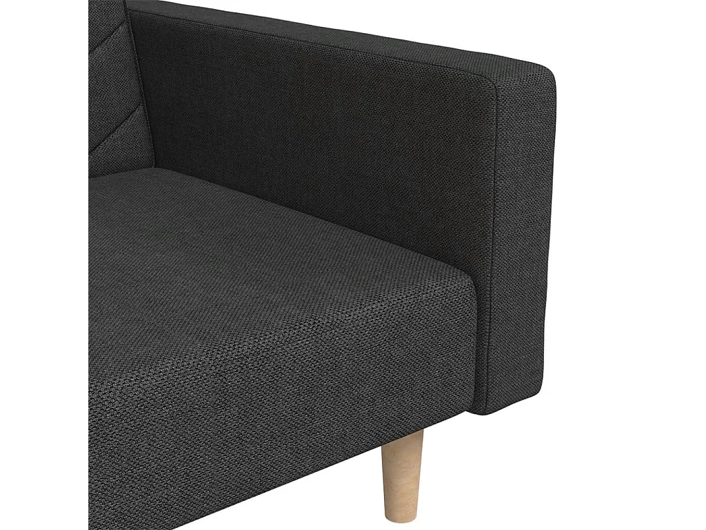 Sofá cama de 2 plazas con dos almohadas tela negro