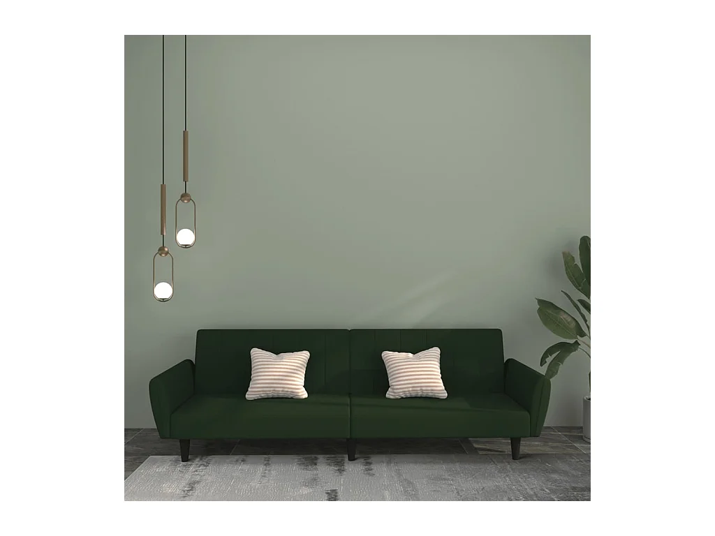Canapé-lit à 2 places vert foncé velours