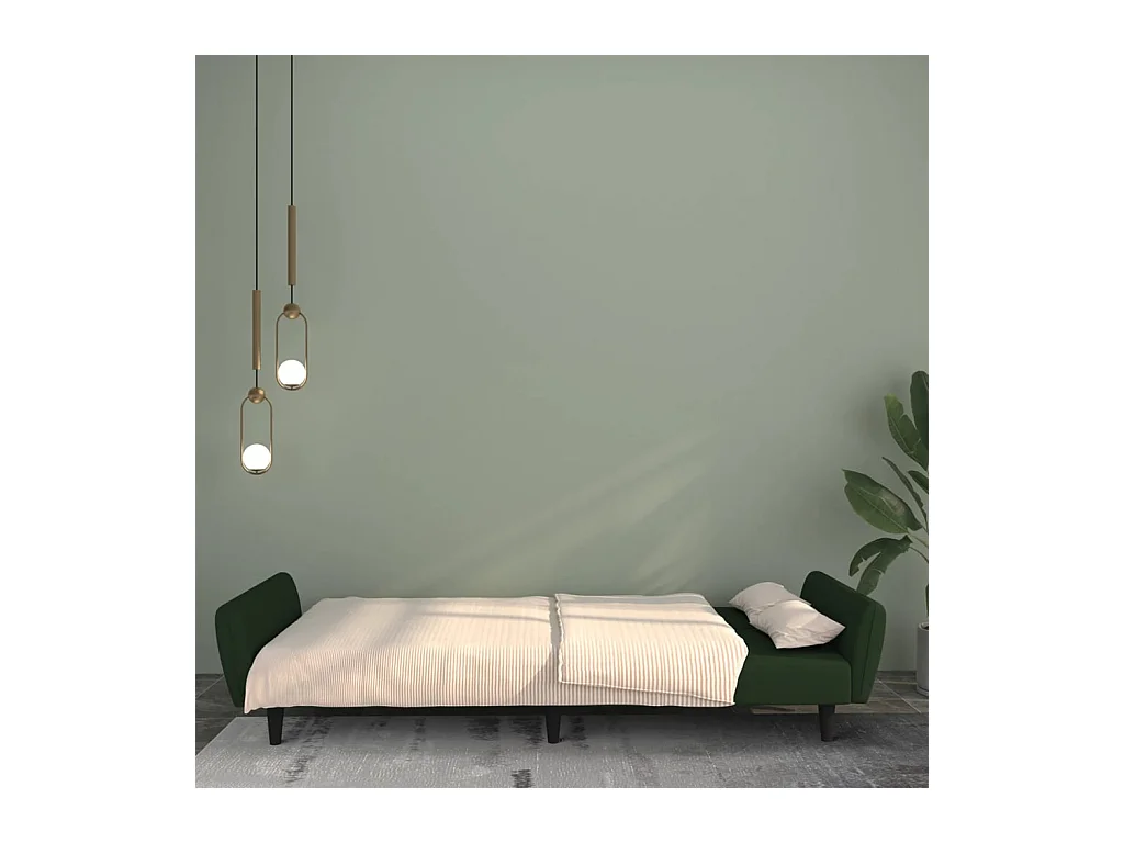 Canapé-lit à 2 places vert foncé velours