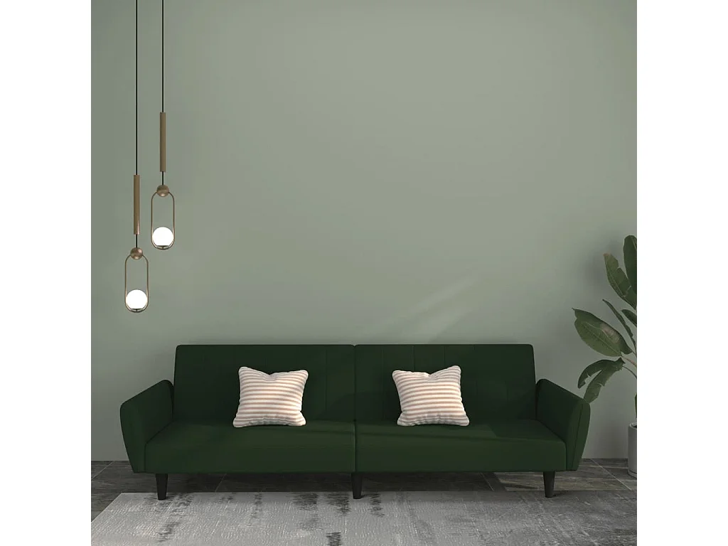 Canapé-lit à 2 places vert foncé velours