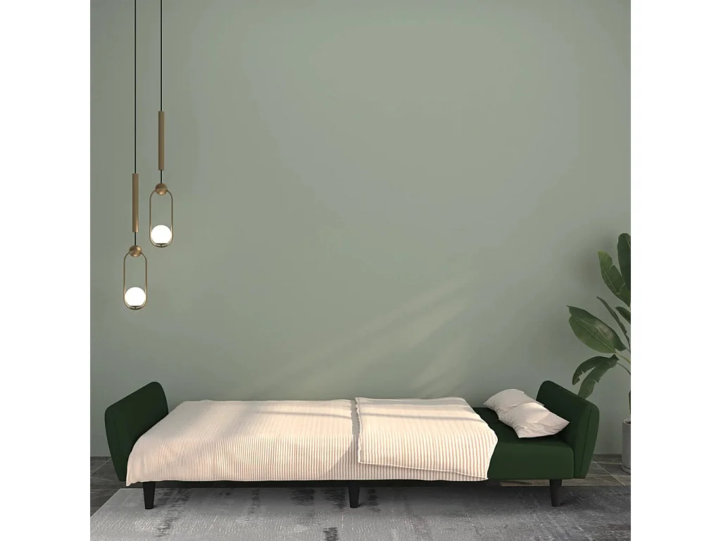 Canapé-lit à 2 places vert foncé velours