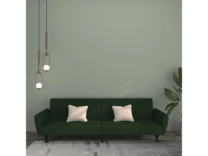 Canapé-lit à 2 places vert foncé velours