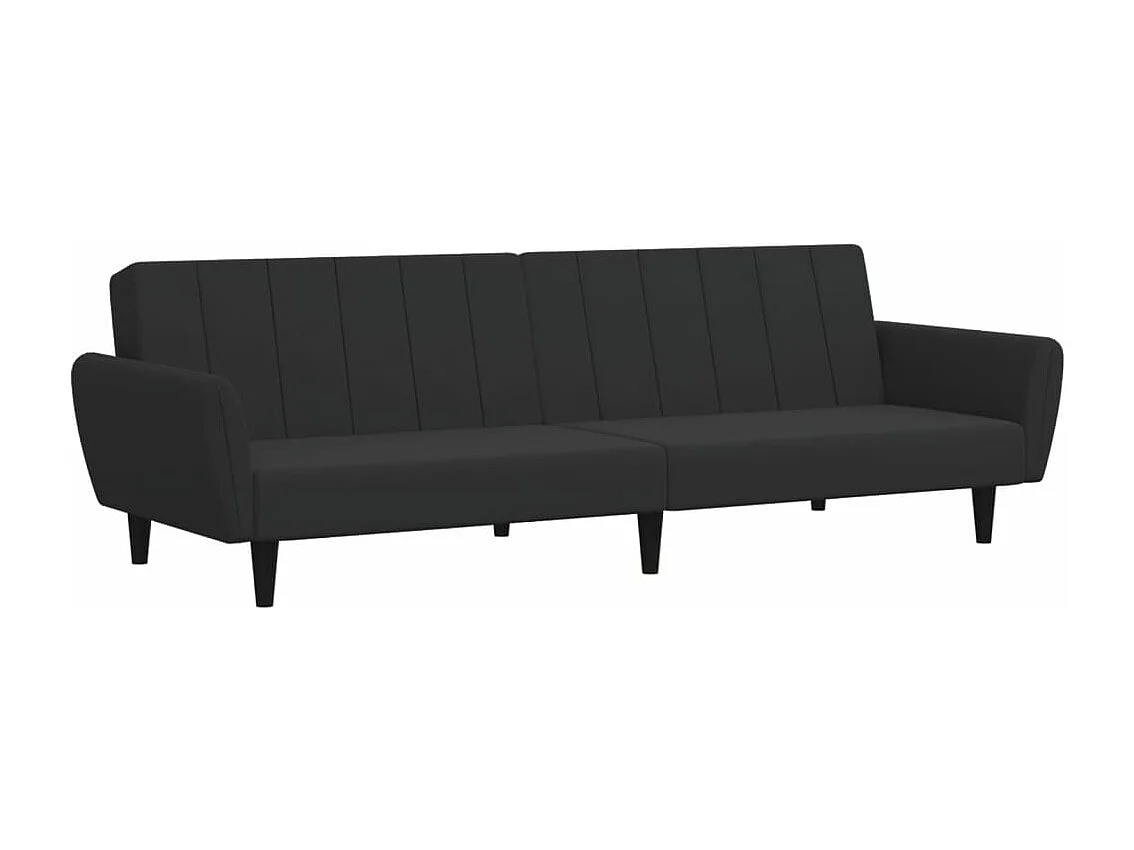 Sofá-cama 2 lugares c/ apoio de pés veludo preto