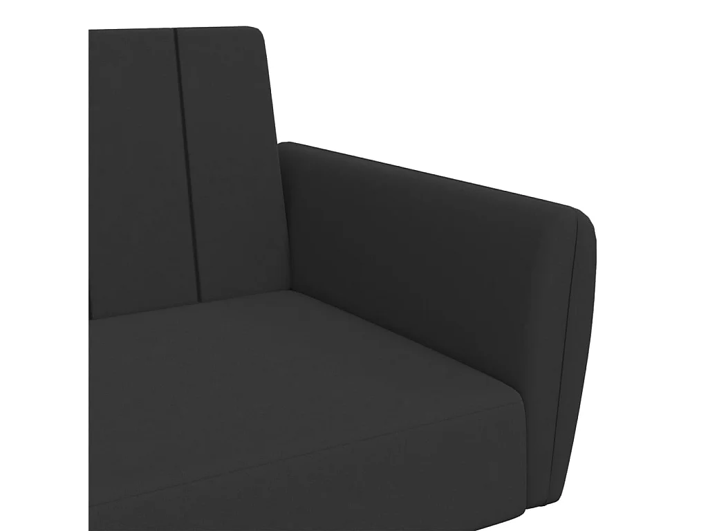 Sofá-cama 2 lugares c/ apoio de pés veludo preto