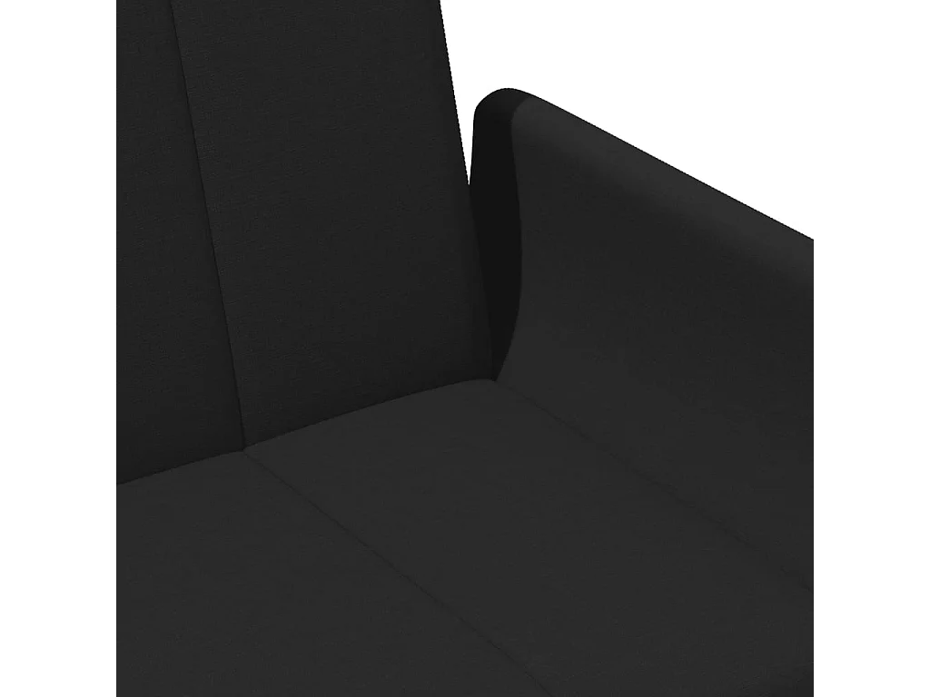 Canapé-lit à 2 places avec repose-pied noir tissu