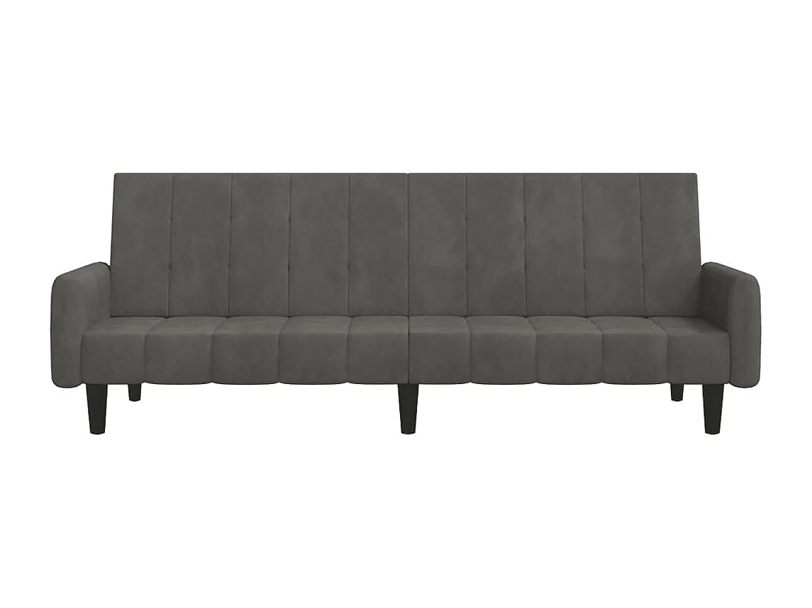 Sofá-cama de 2 lugares veludo cinzento-escuro