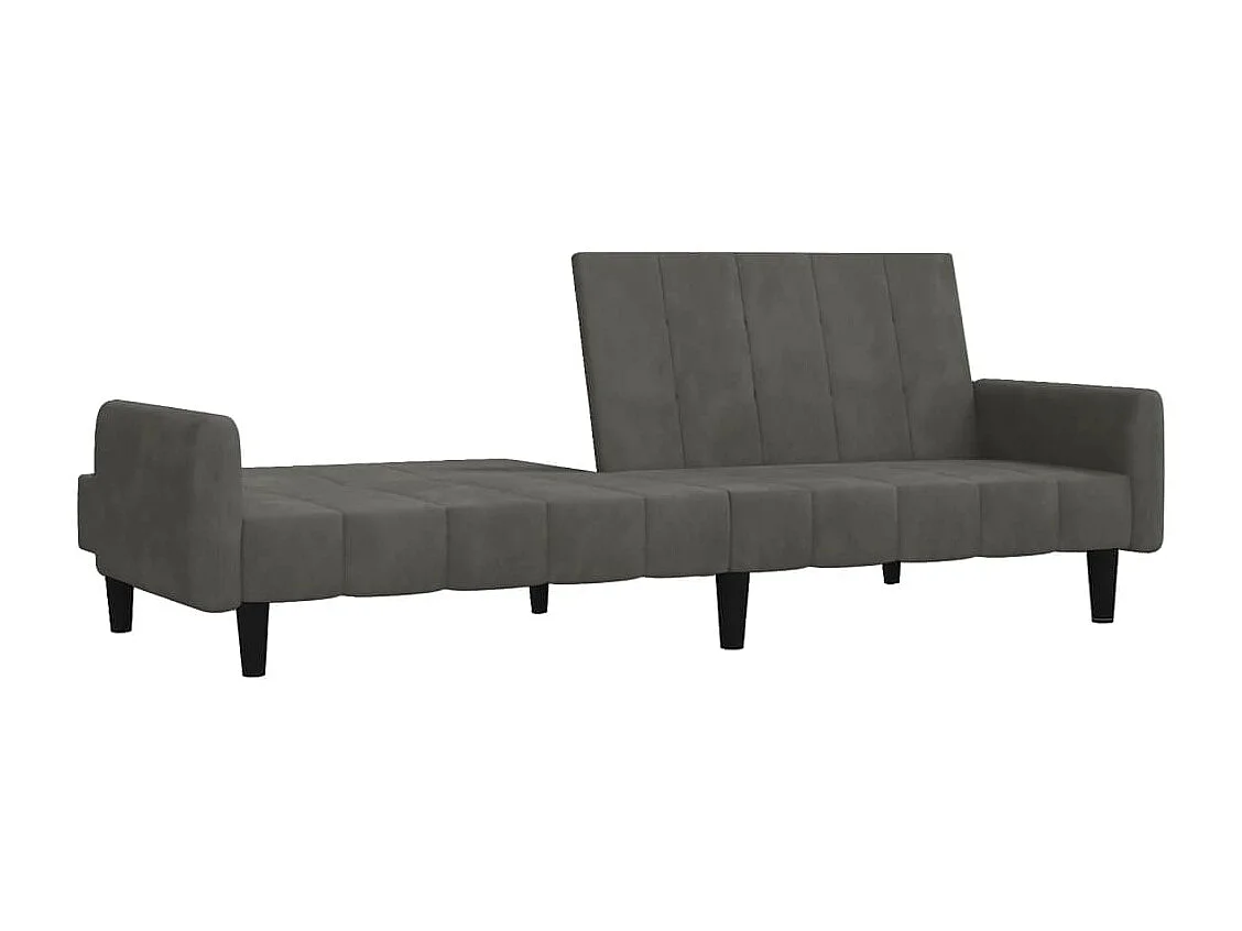 Sofá-cama de 2 lugares veludo cinzento-escuro