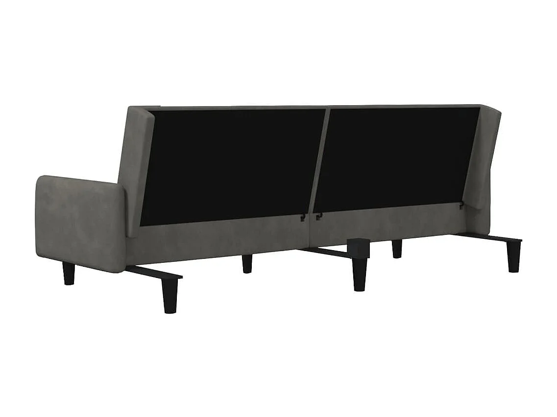 Sofá-cama de 2 lugares veludo cinzento-escuro