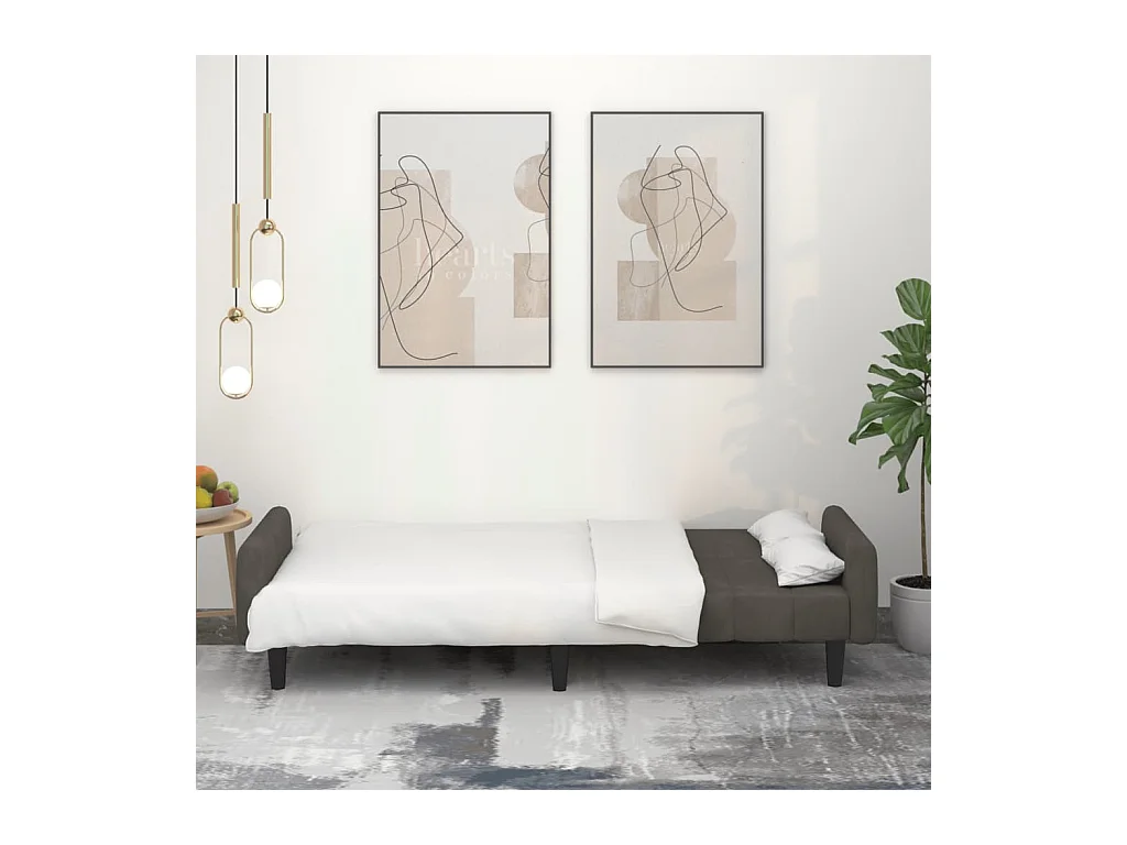 Sofá cama de 2 plazas terciopelo gris oscuro