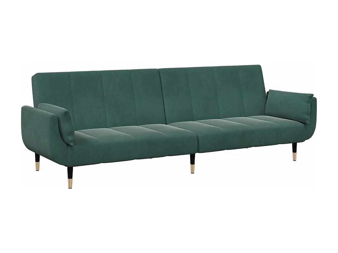 Sofá cama de 2 plazas con taburete terciopelo verde oscuro