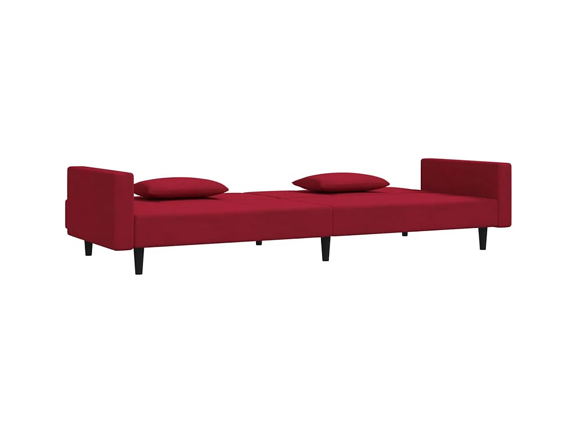 Canapé-lit à 2 places et deux oreillers Rouge bordeaux Velours