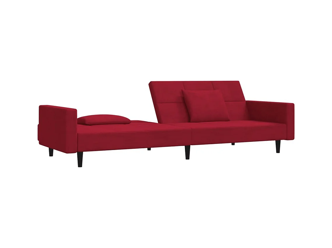 Canapé-lit à 2 places et deux oreillers Rouge bordeaux Velours