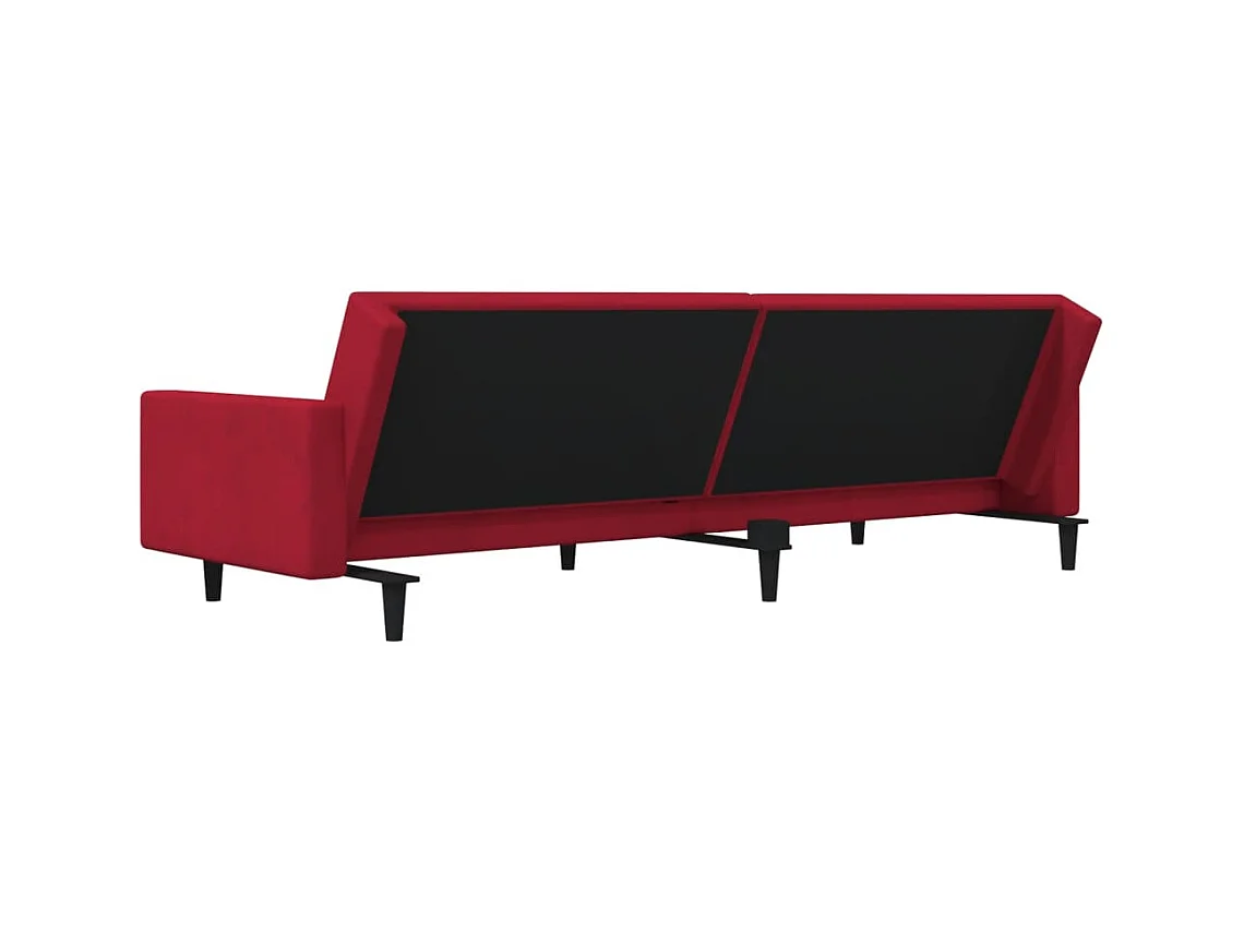 Canapé-lit à 2 places et deux oreillers Rouge bordeaux Velours