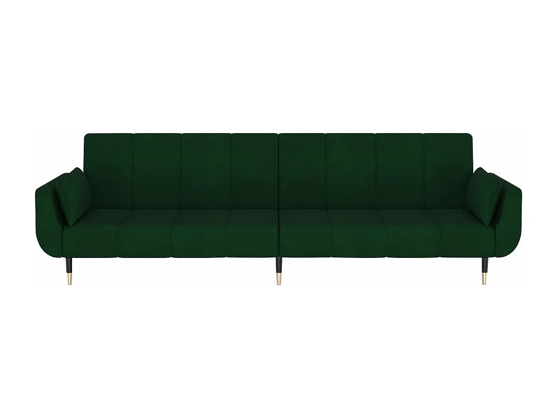 Canapé-lit à 2 places avec deux oreillers Vert foncé Velours
