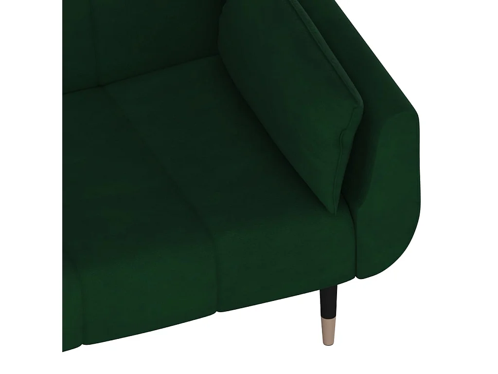 Canapé-lit à 2 places avec deux oreillers Vert foncé Velours