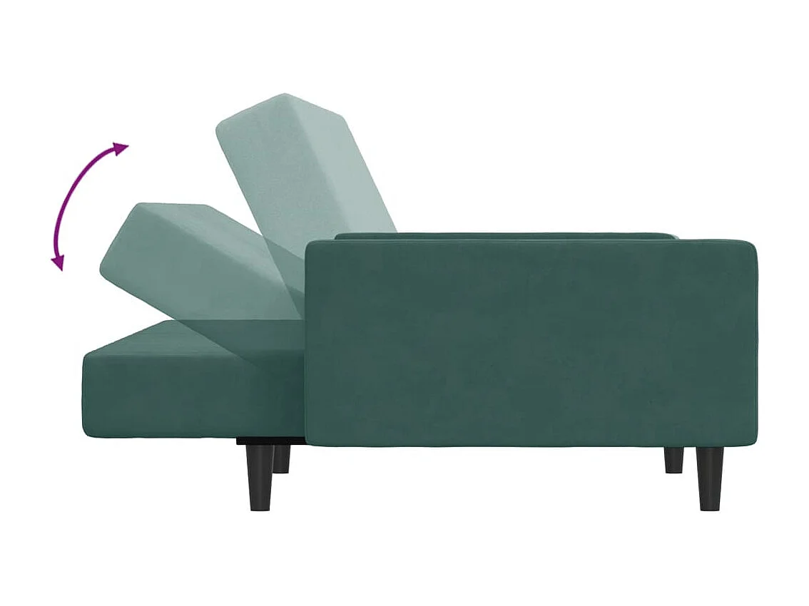 Slaapbank 2-zits met voetenbank fluweel donkergroen