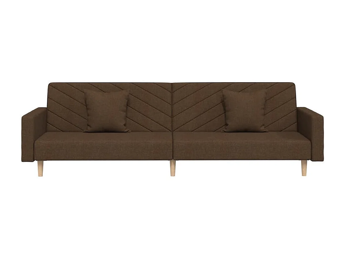 Sofá cama de 2 plazas con dos almohadas tela marrón