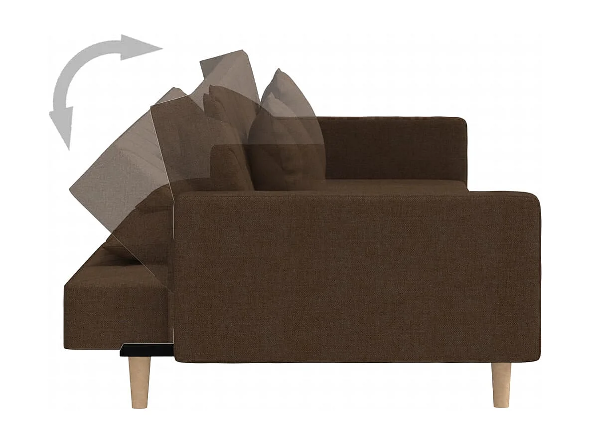 Sofá cama de 2 plazas con dos almohadas tela marrón