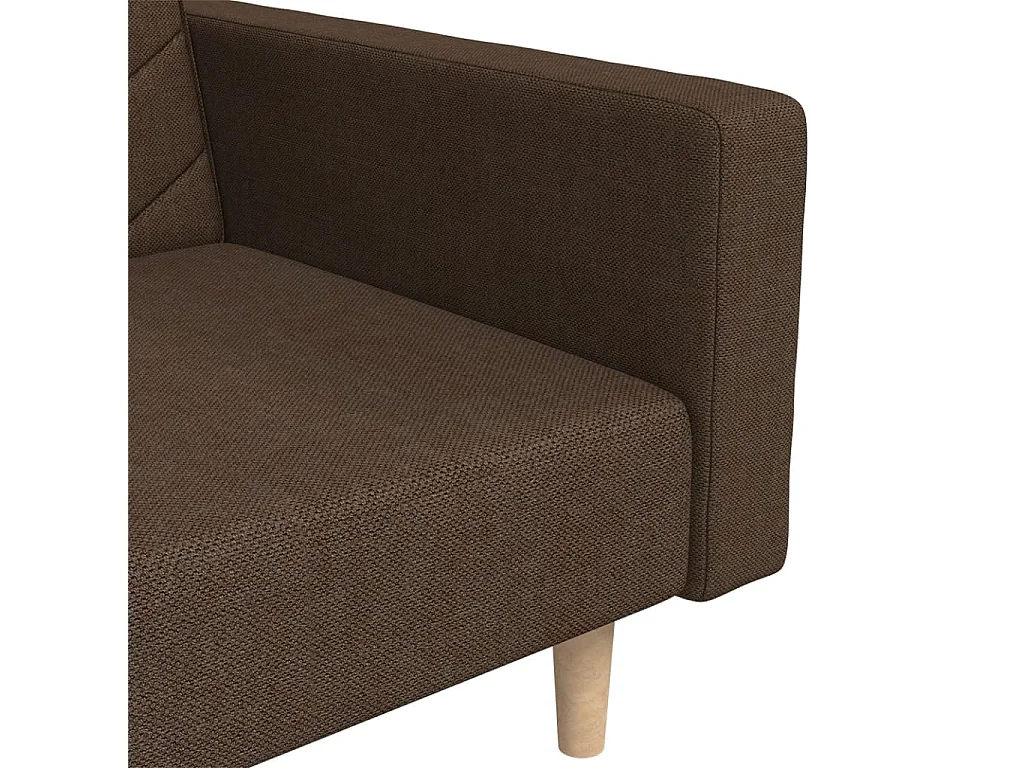 Sofá cama de 2 plazas con dos almohadas tela marrón