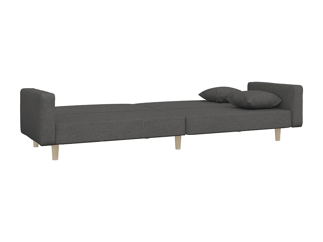 Sofá cama de 2 plazas con dos almohadas tela gris oscuro