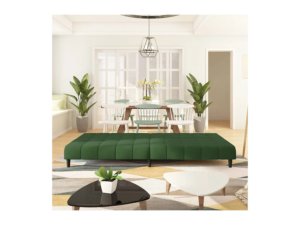 Canapé-lit à 2 places vert foncé velours