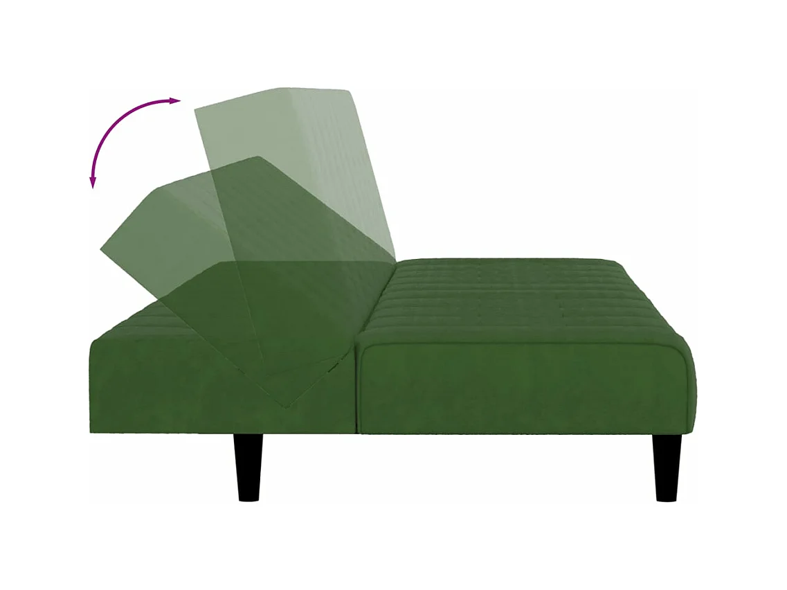 Canapé-lit à 2 places vert foncé velours