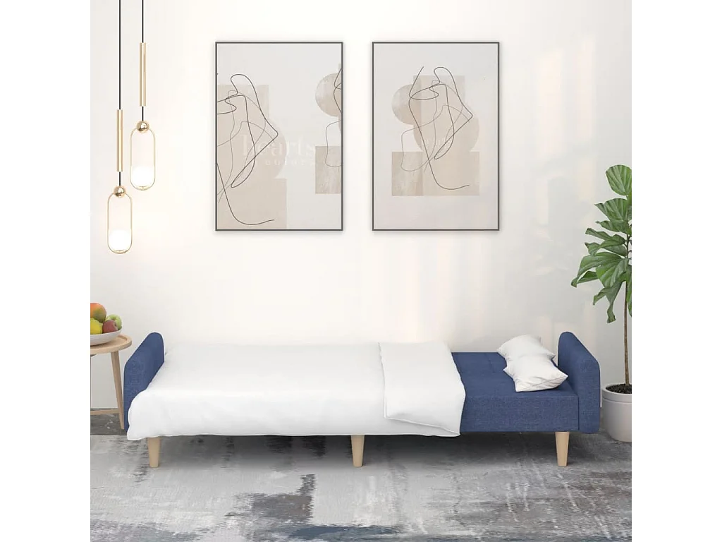 Slaapbank 2-zits stof blauw