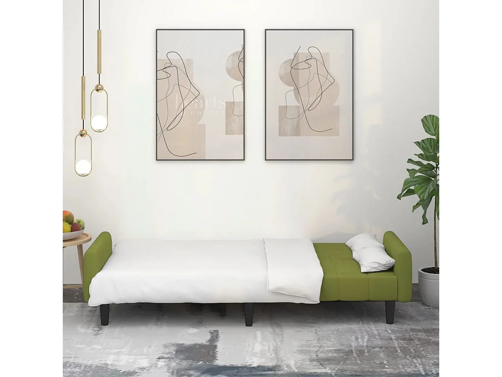 Canapé-lit à 2 places vert clair velours