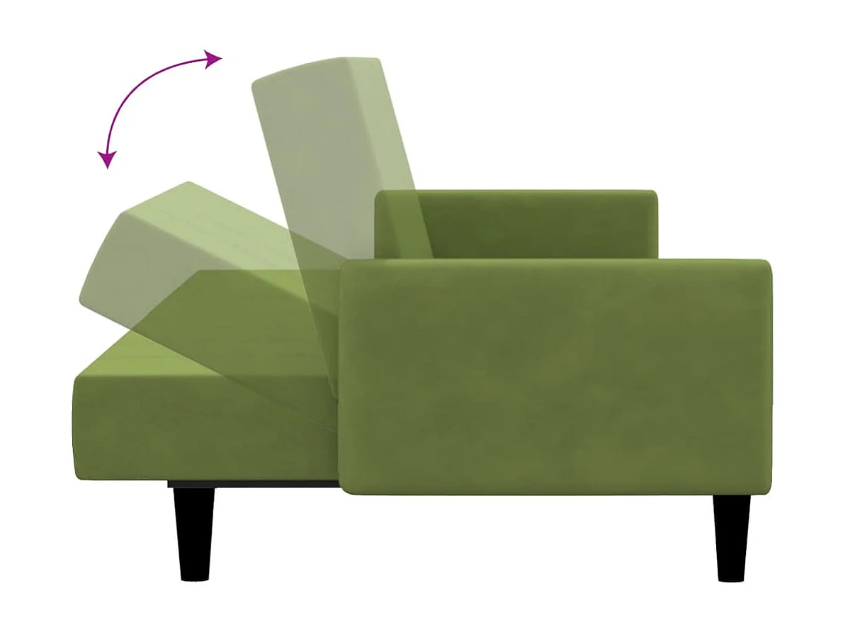 Canapé-lit à 2 places vert clair velours