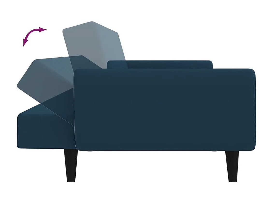 Sofá-cama de 2 lugares veludo azul