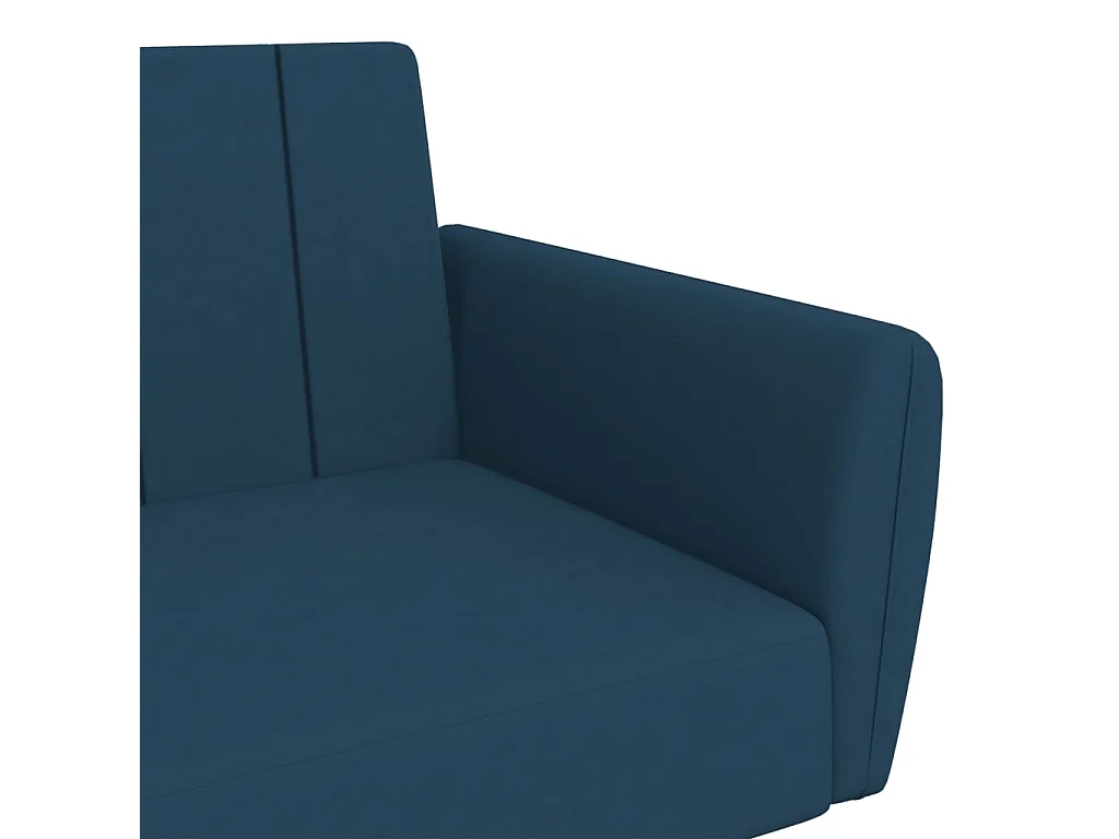 Sofá-cama de 2 lugares veludo azul