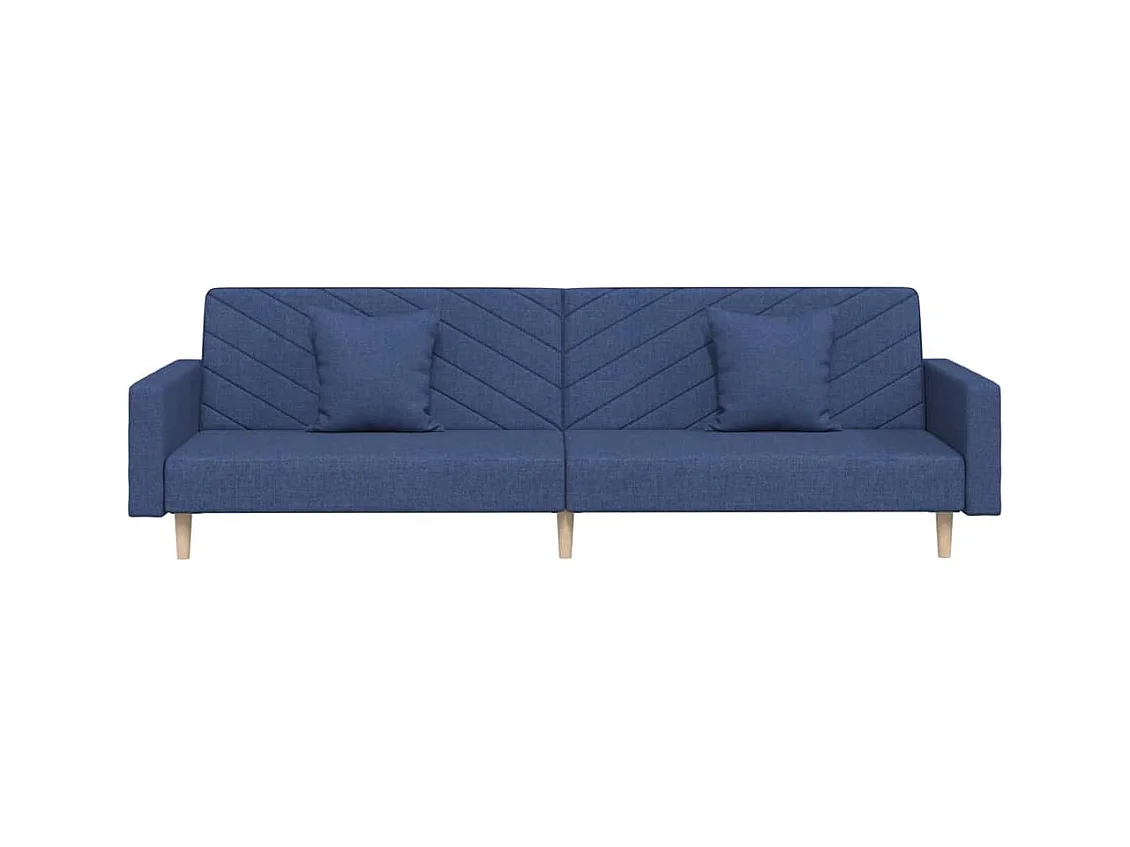 Canapé-lit à 2 places avec deux oreillers bleu tissu