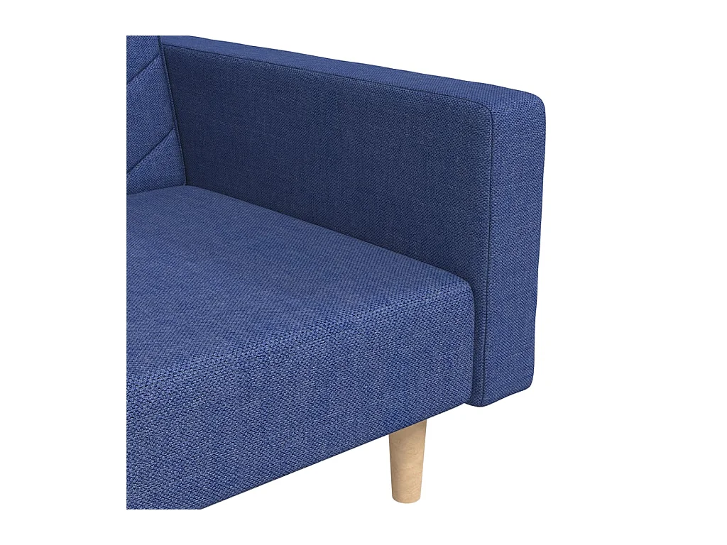 Canapé-lit à 2 places avec deux oreillers bleu tissu
