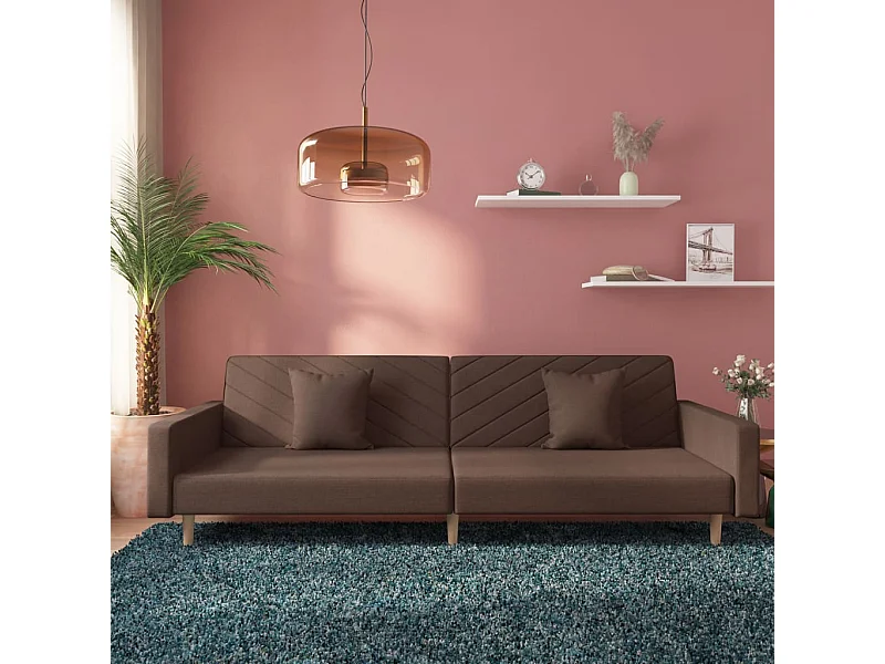 Sofá-cama 2 lugares c/ duas almofadas tecido cinza-acastanhado