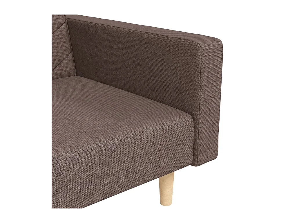 Canapé-lit à 2 places avec deux oreillers taupe tissu