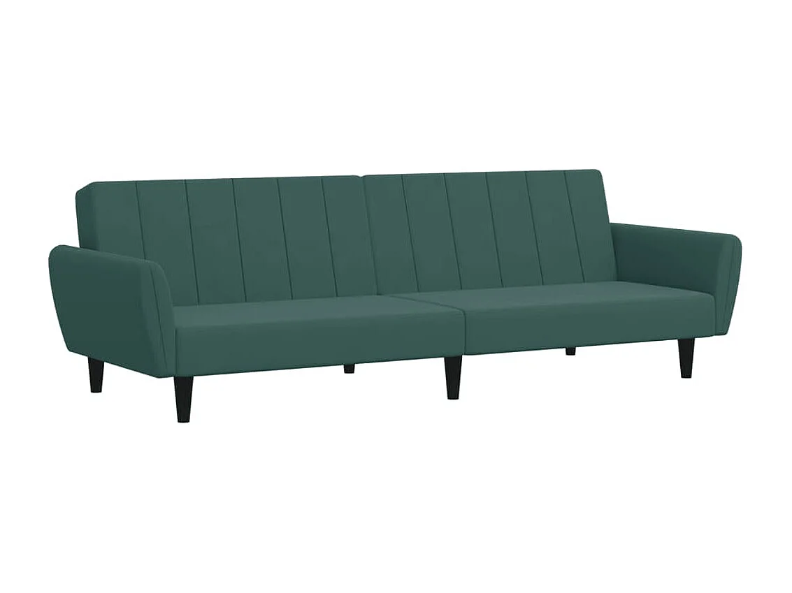 Slaapbank 2-zits met voetenbank fluweel donkergroen