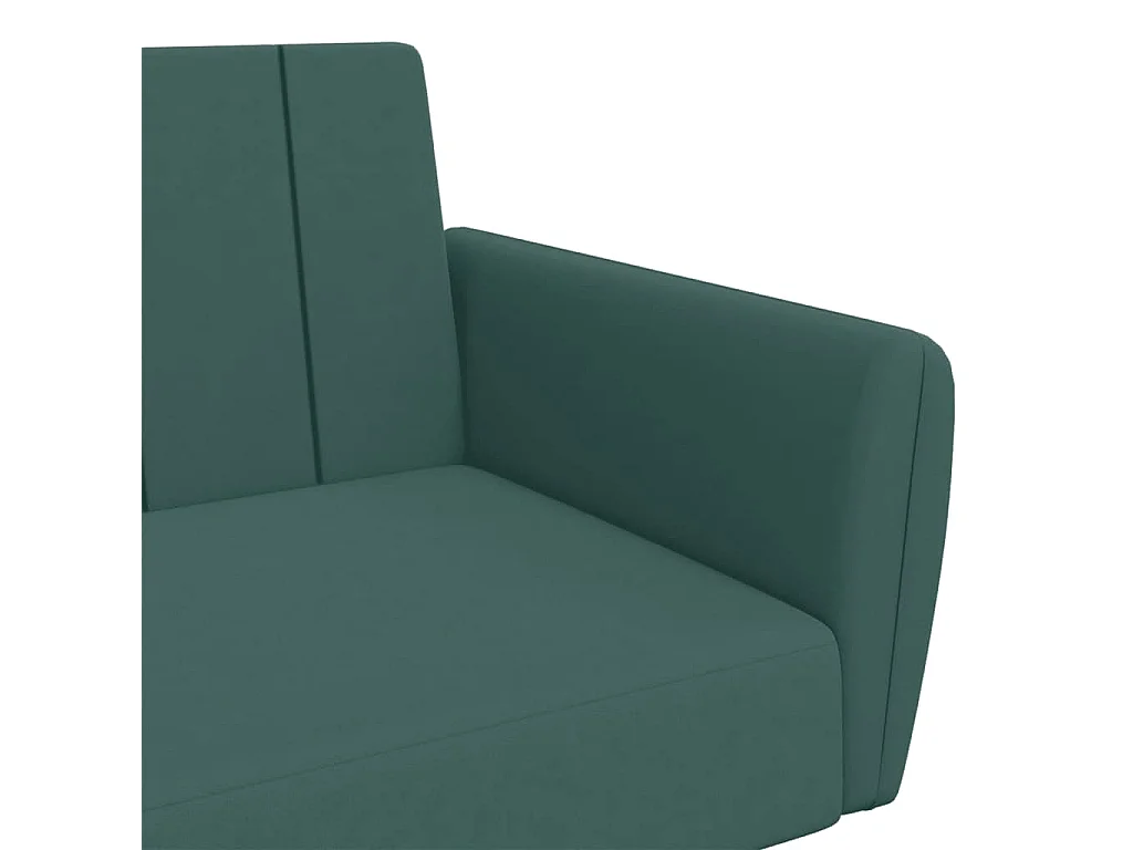 Canapé-lit à 2 places avec repose-pied vert foncé velours