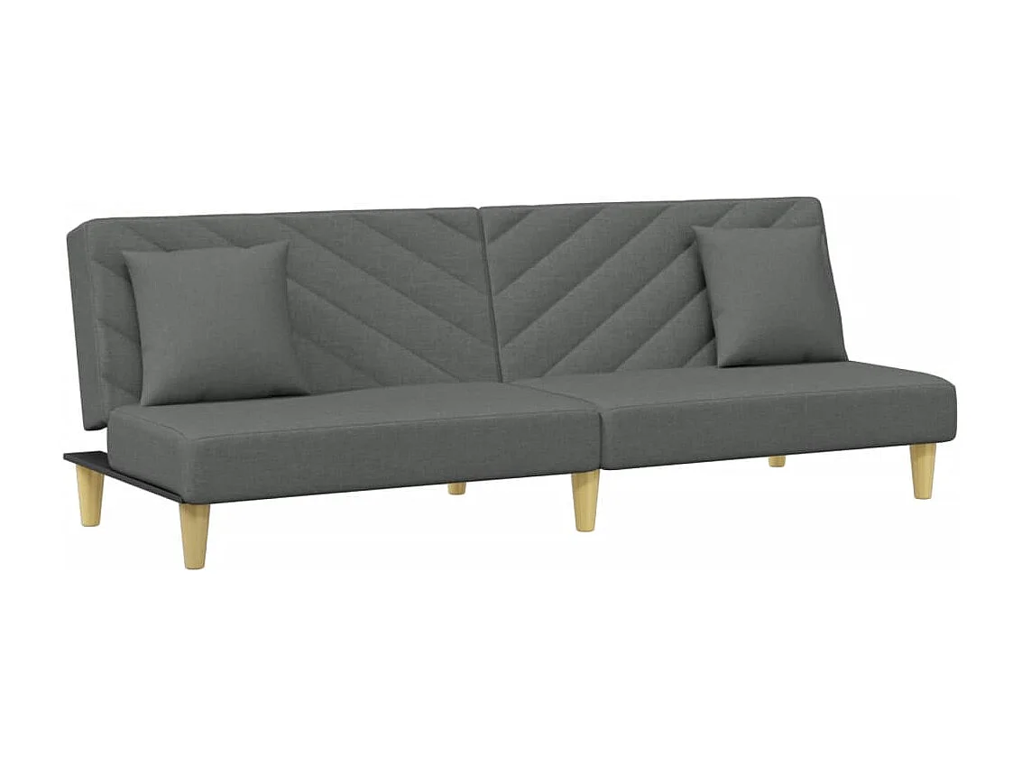 Canapé-lit à 2 places avec oreillers et repose-pied gris foncé