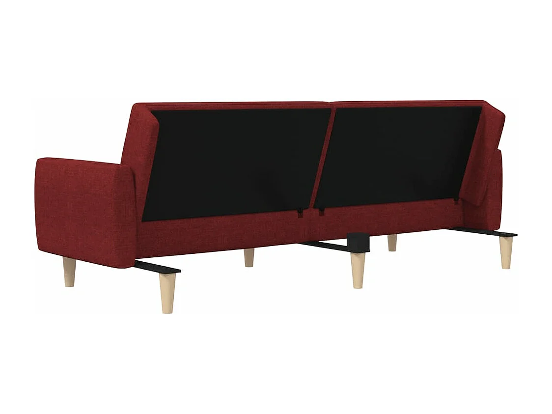 Ligbed 2-zits stof wijnrood
