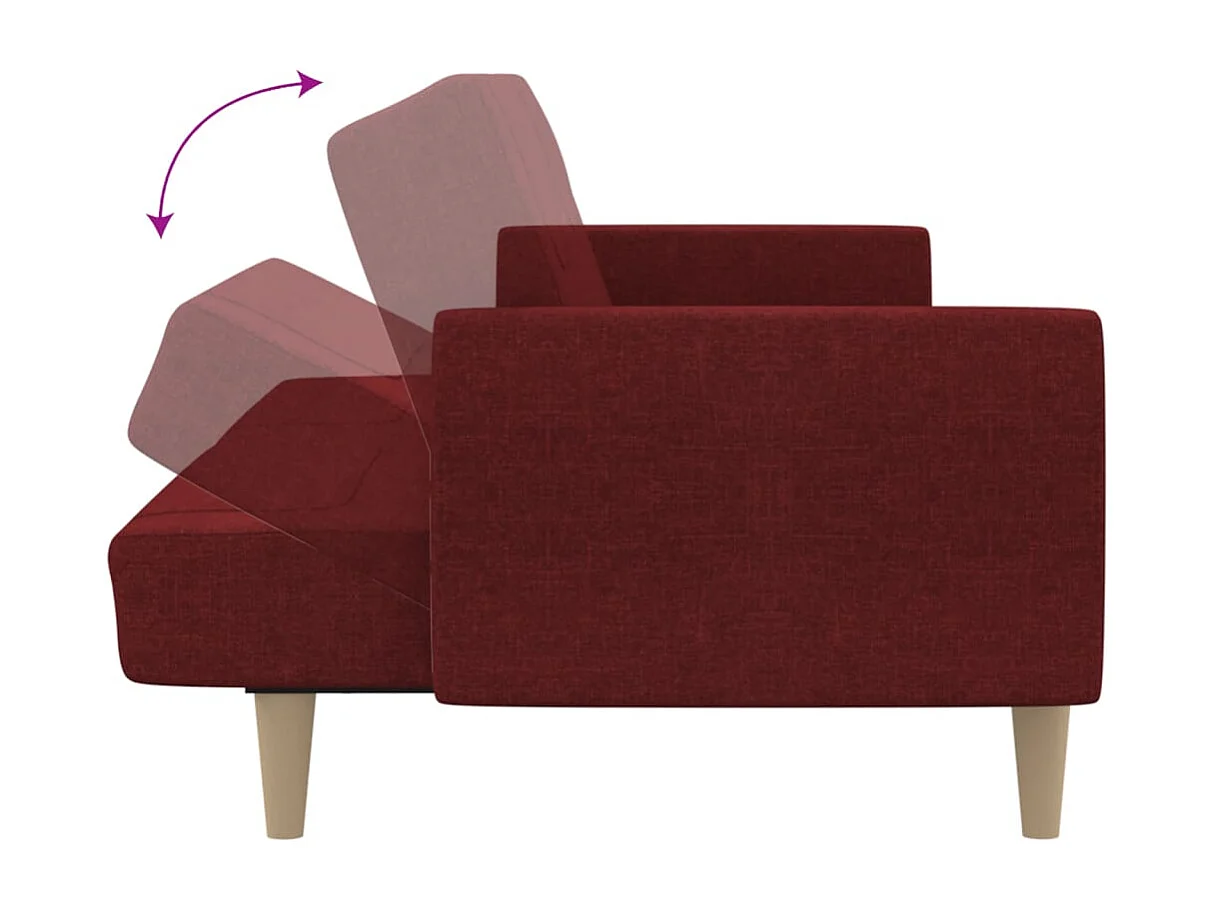 Canapé-lit à 2 places rouge bordeaux tissu
