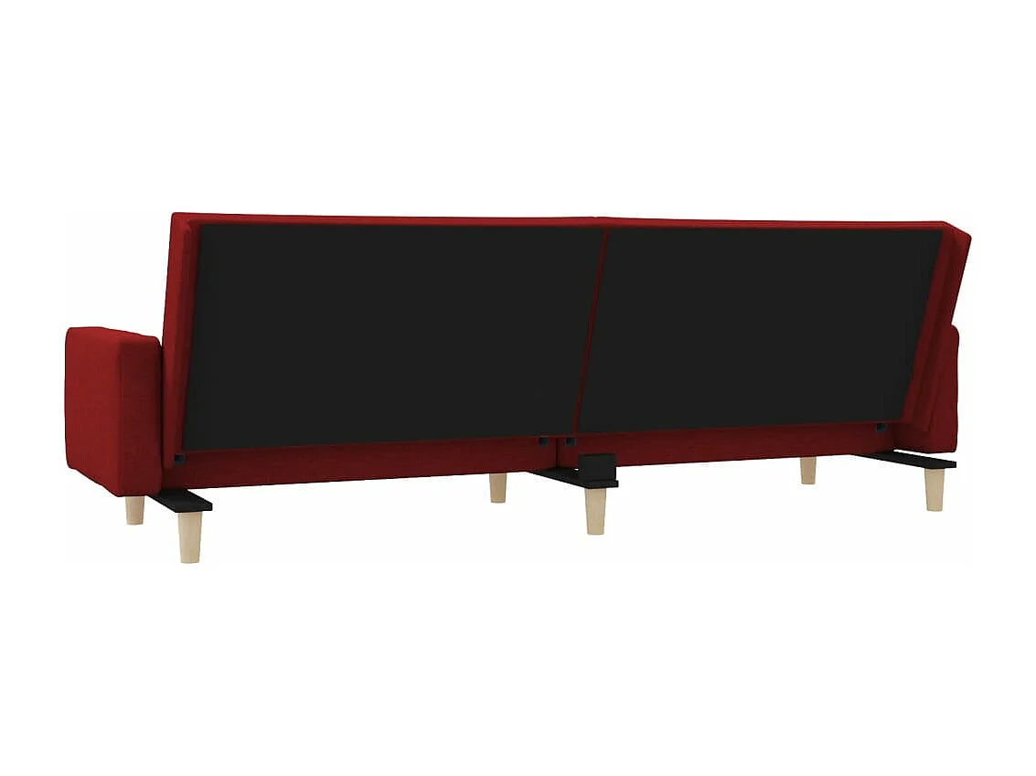 Canapé-lit à 2 places avec deux oreillers rouge bordeaux tissu