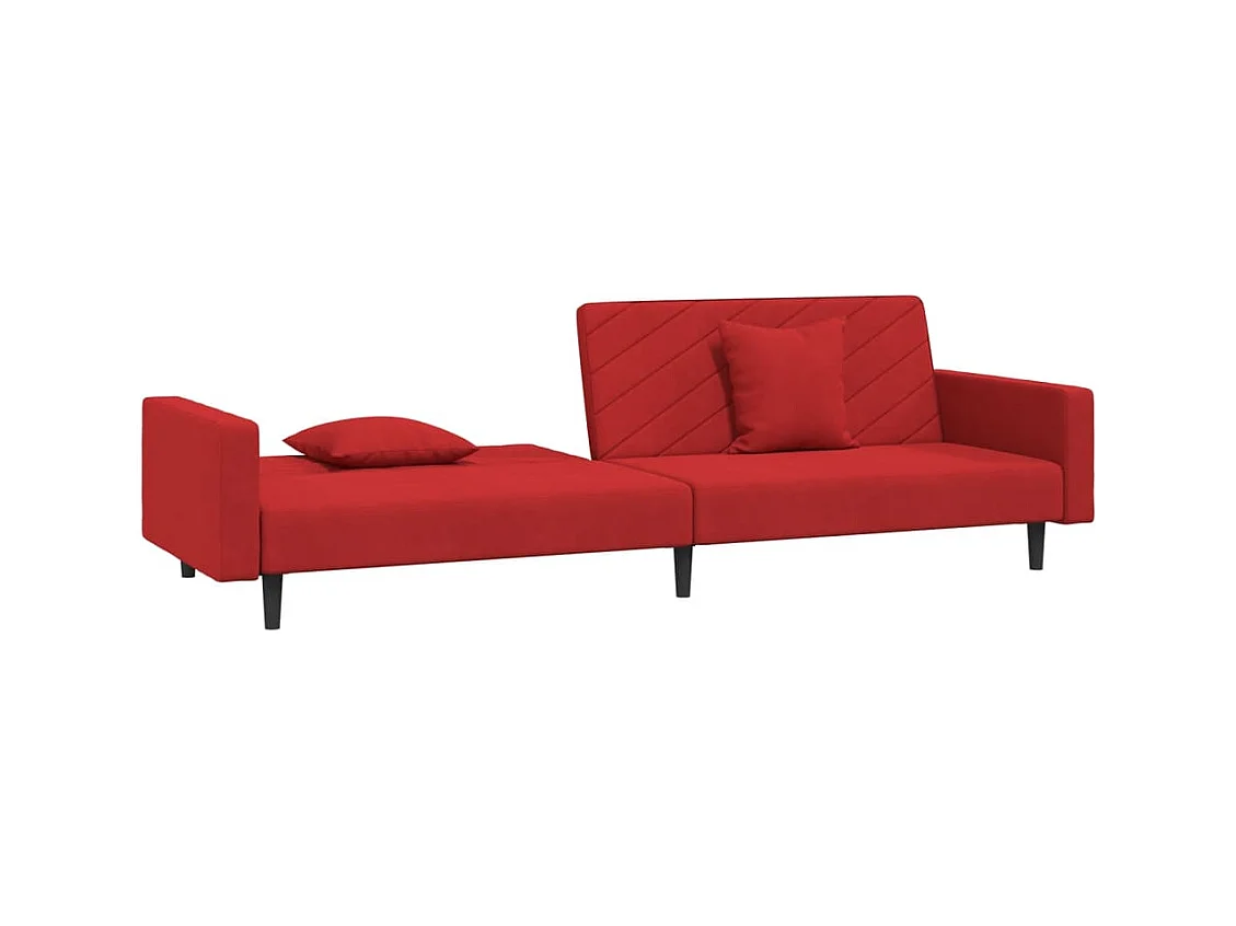 Canapé-lit à 2 places et deux oreillers Rouge bordeaux Velours
