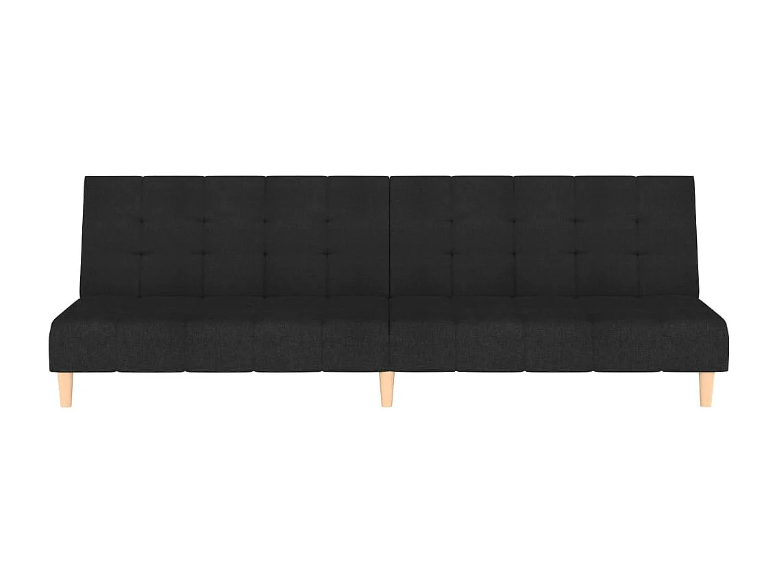 Canapé-lit à 2 places noir tissu