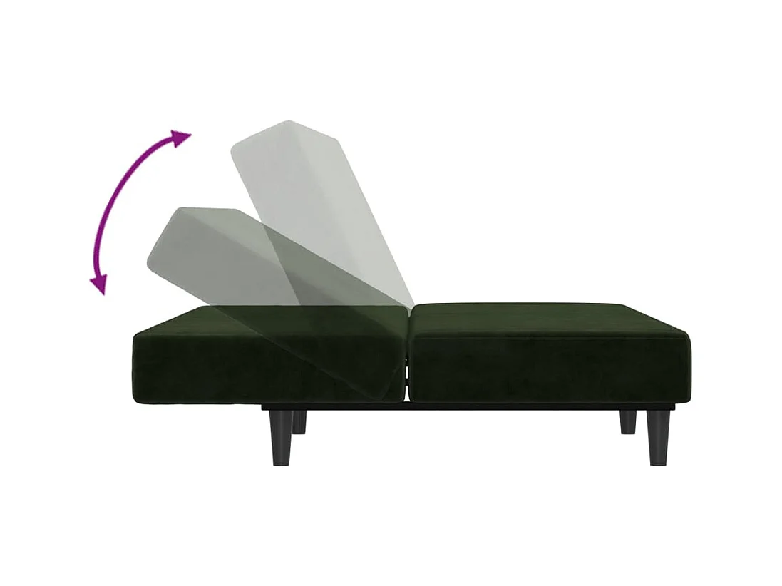 Canapé-lit à 2 places vert foncé velours
