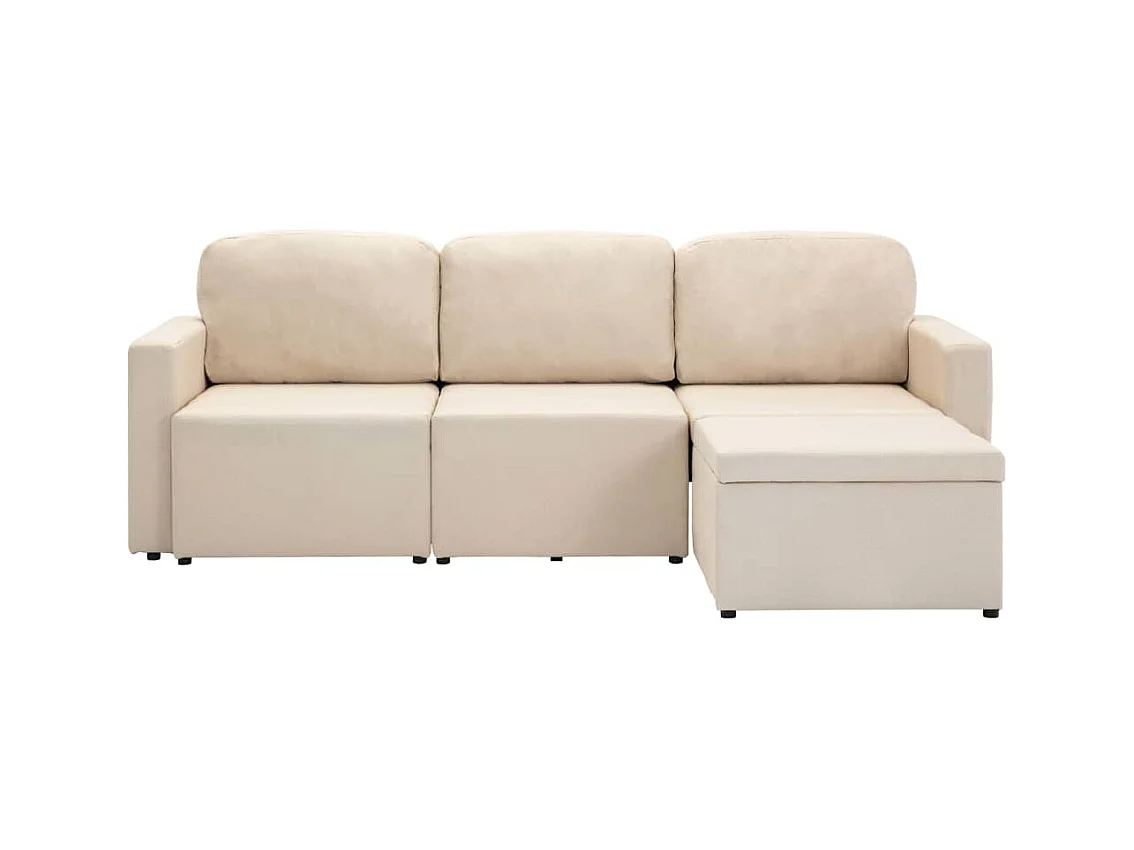 Canapé-lit modulaire 3 places Crème Tissu