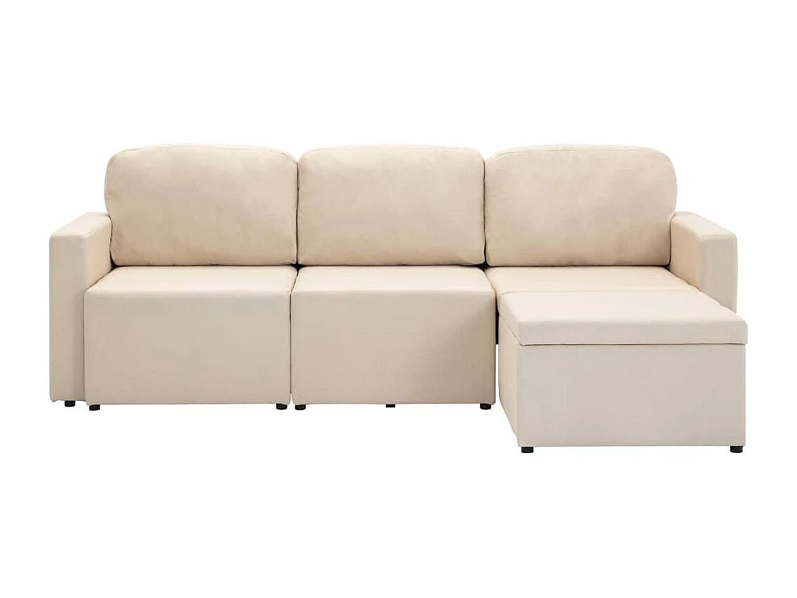 Canapé-lit modulaire 3 places Crème Tissu