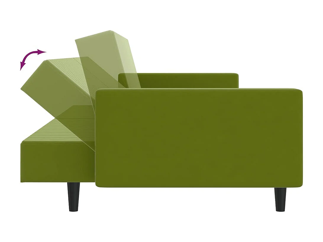 Canapé-lit à 2 places vert clair velours